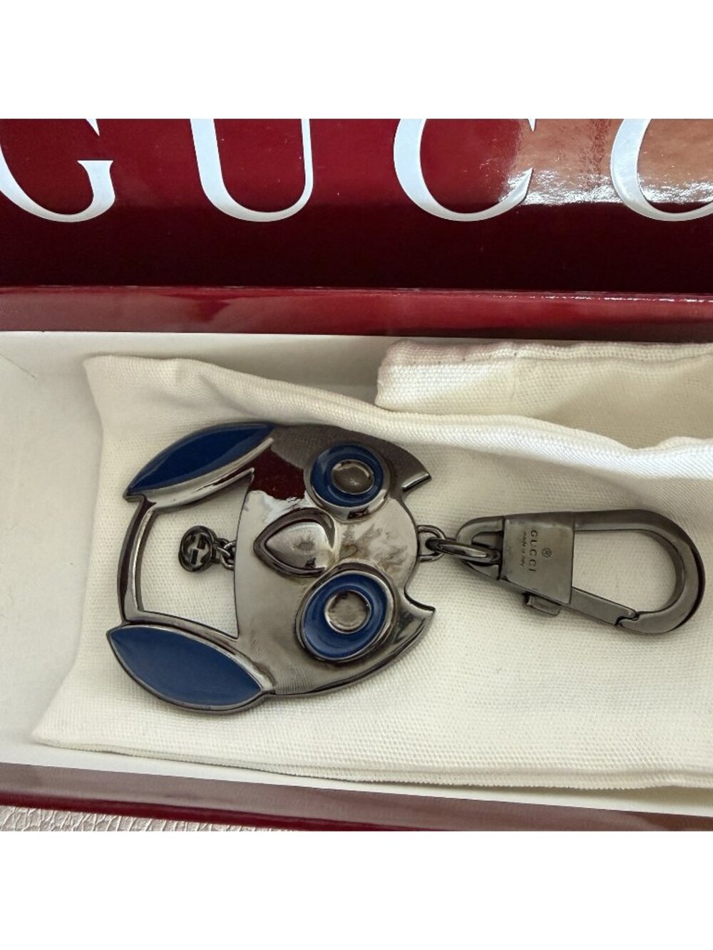 NEW Gucci Metal Owl Keychain W/box